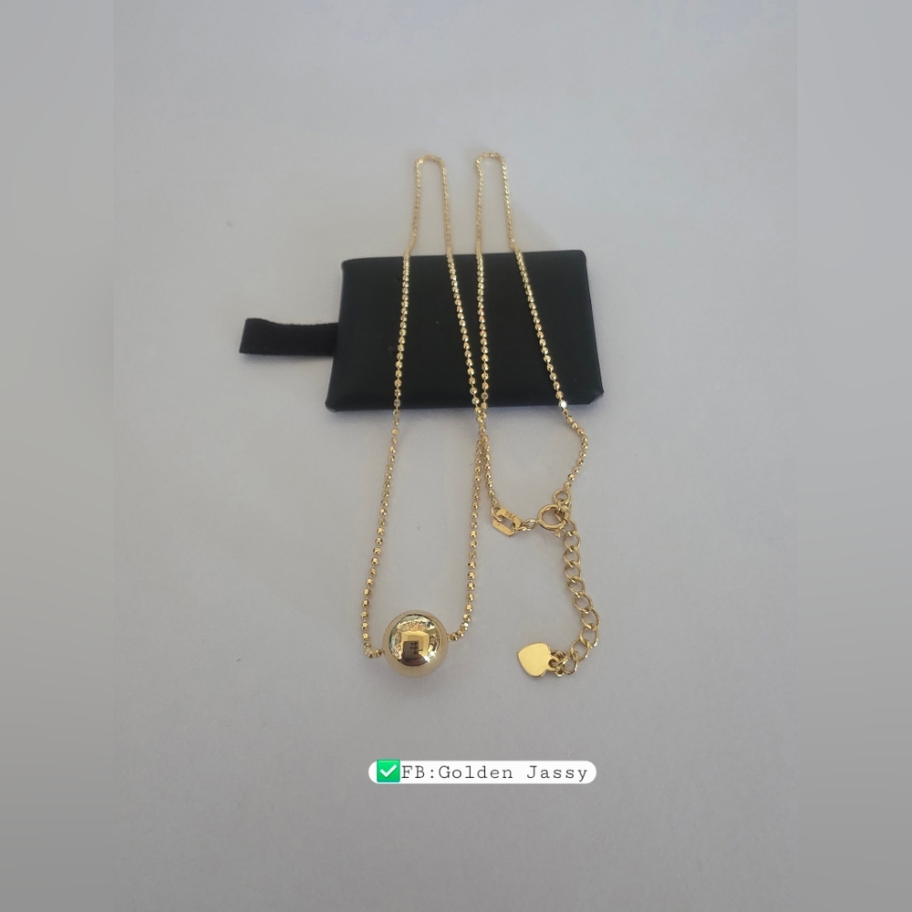 18k Real Gold Ball Necklace - image 5